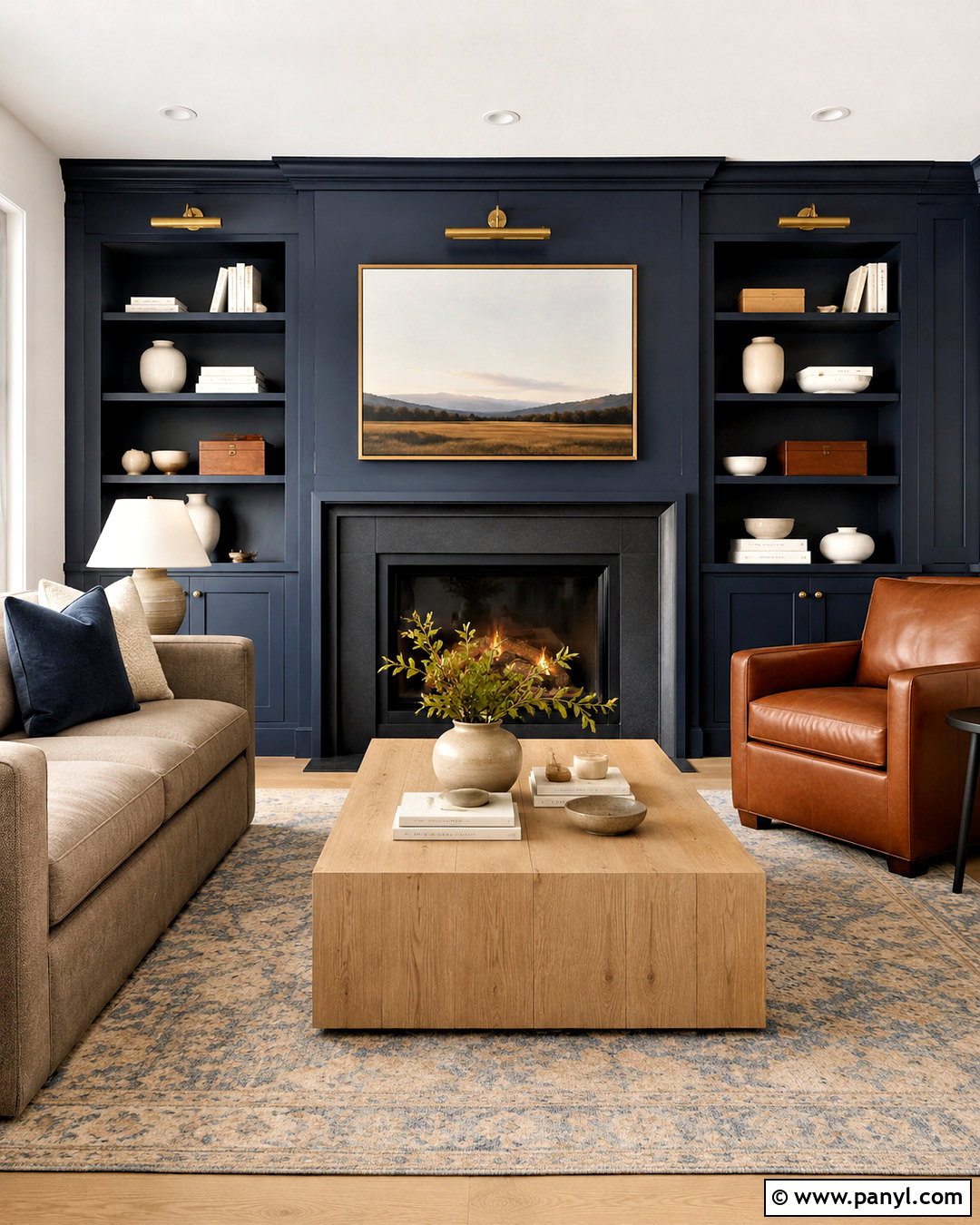 Dark Navy Living Room Built Ins - 20 dark navy living room ideas