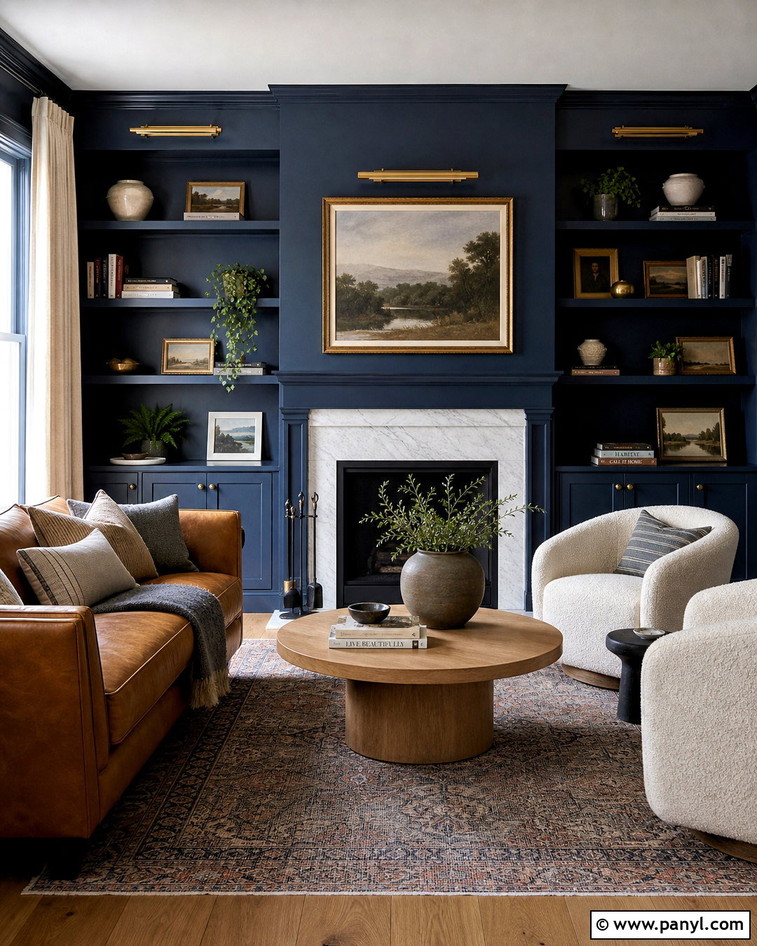 Dark Navy Living Room - 20 dark paint living room ideas