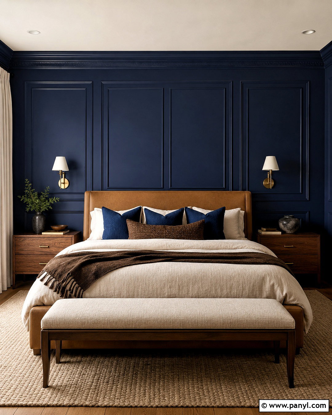 Dark Navy Paneled Bedroom - 20 dark navy bedroom ideas