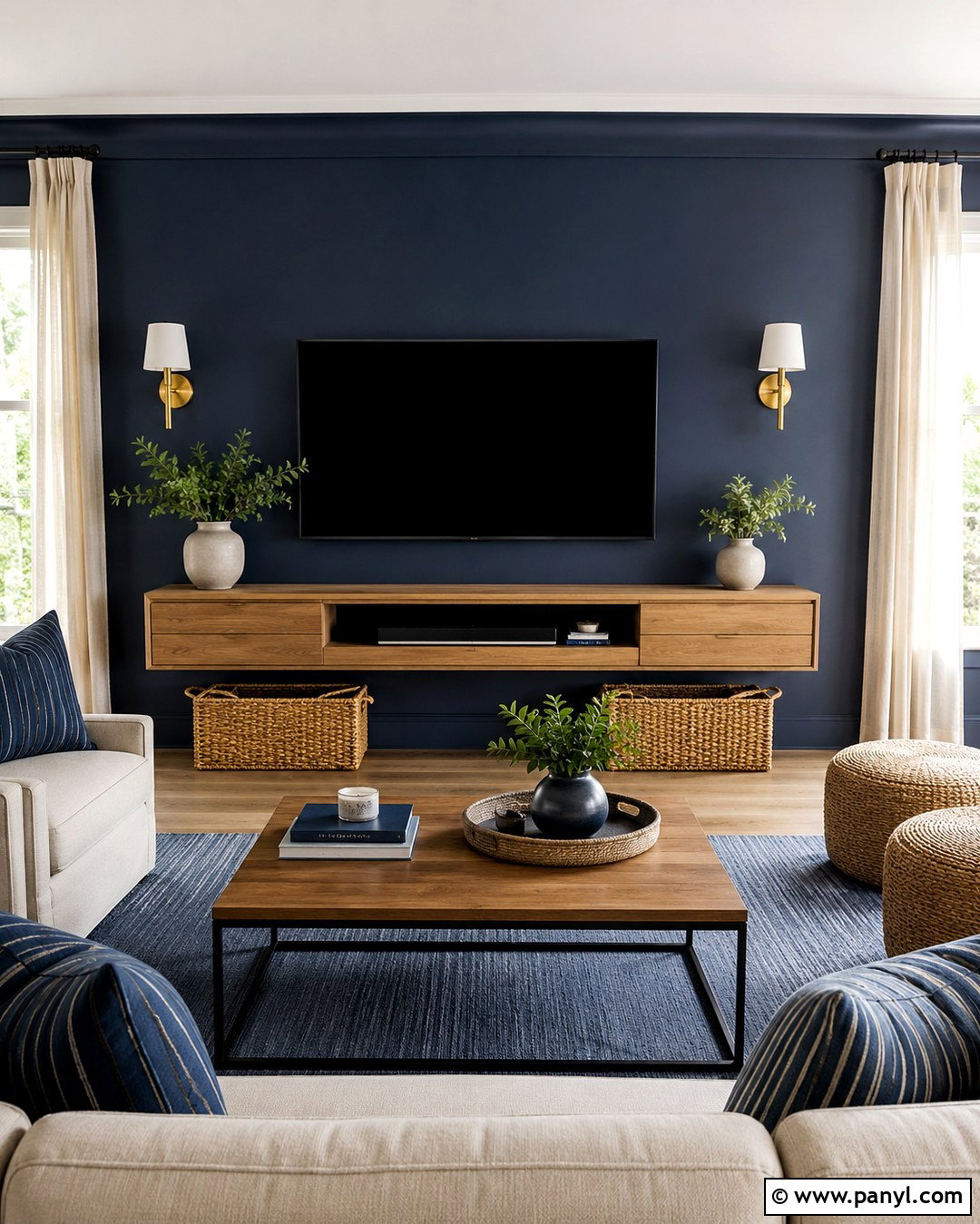 Dark Navy TV Wall - 20 Tv Wall Dark Paint Ideas