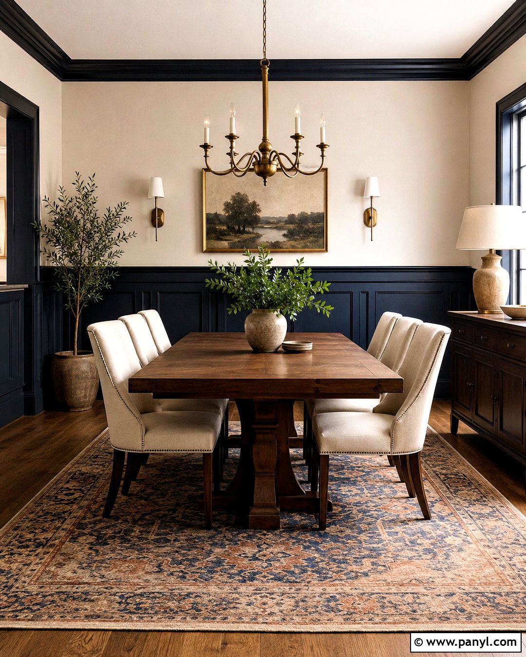 Dark Navy Wainscoting Dining Room - 20 dark wainscoting ideas