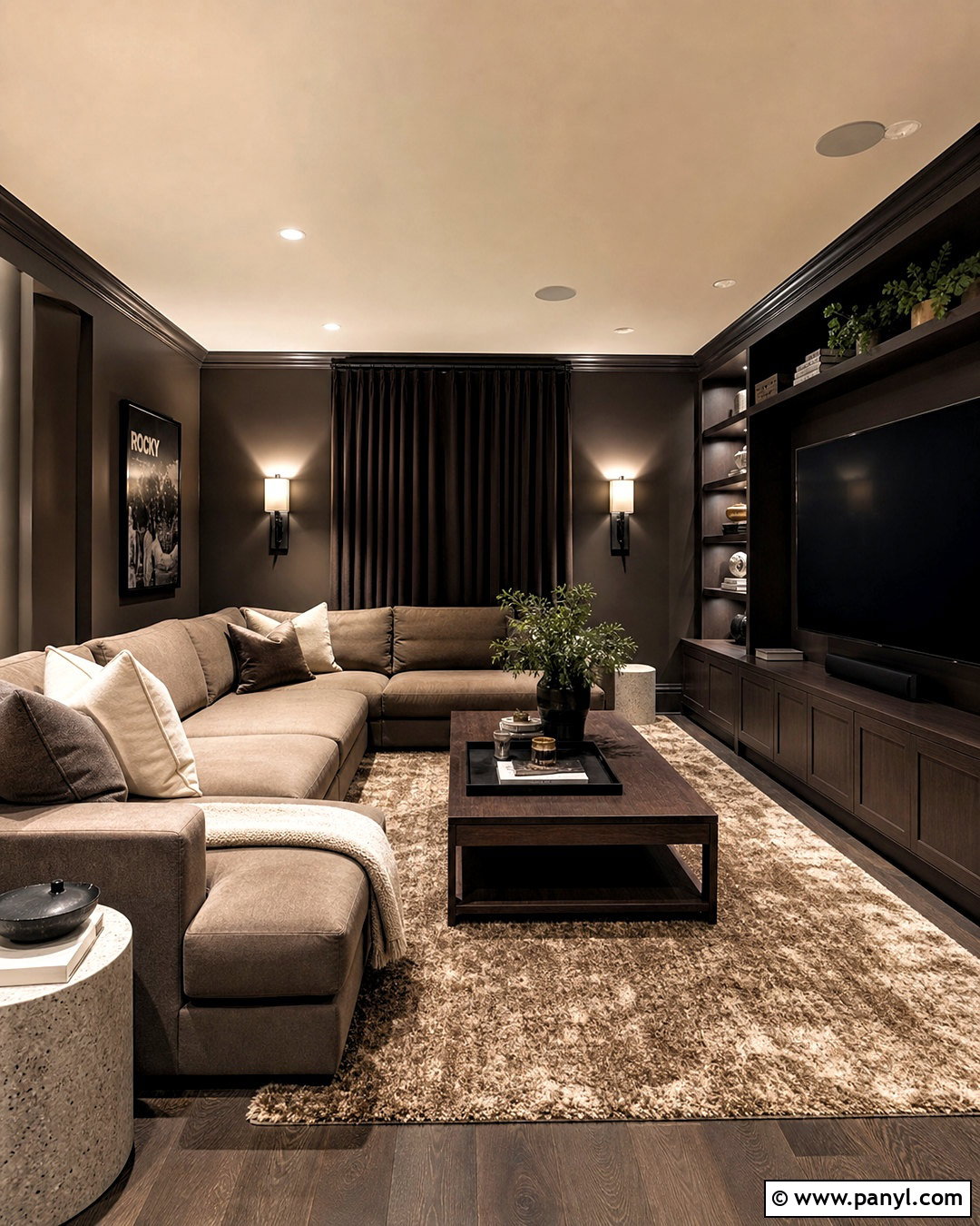 Dark Neutral Media Room - 20 neutral interior design ideas
