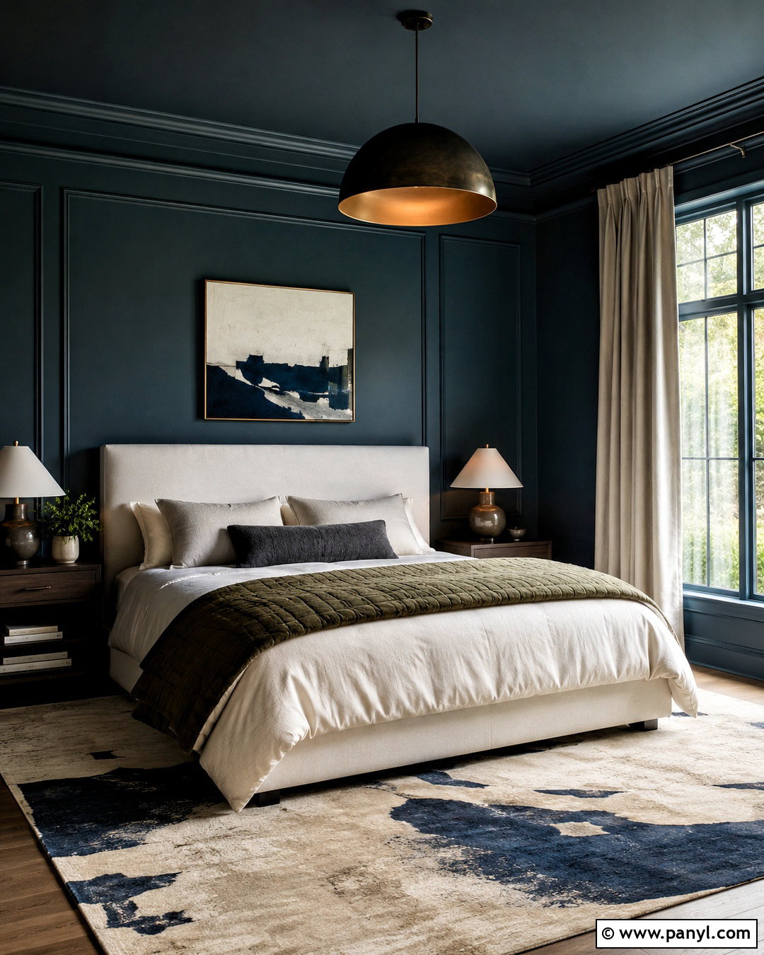 Dark Night Primary Bedroom - 20 deep blue paint colors