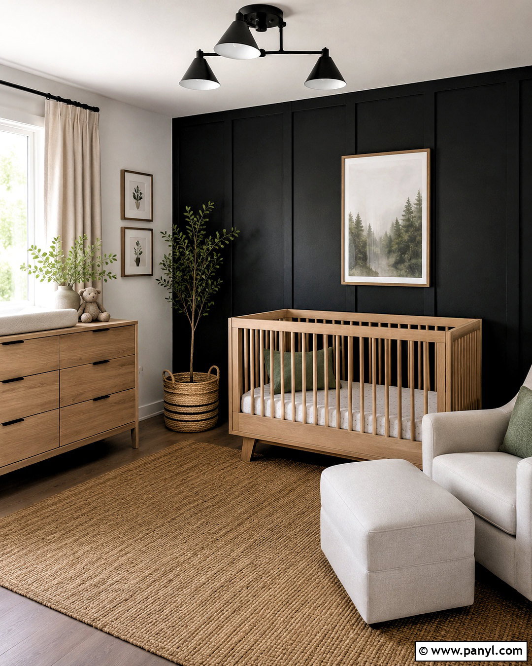 Dark Nursery With Black Accent Wall - 20 dark nursery ideas