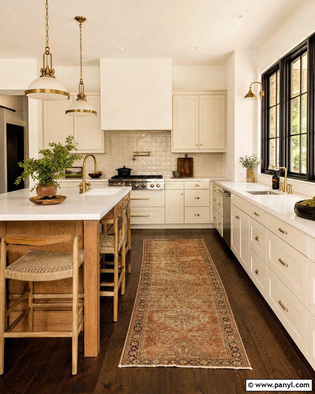 Dark Oak Floor Warm White Kitchen - 20 dark floors light walls
