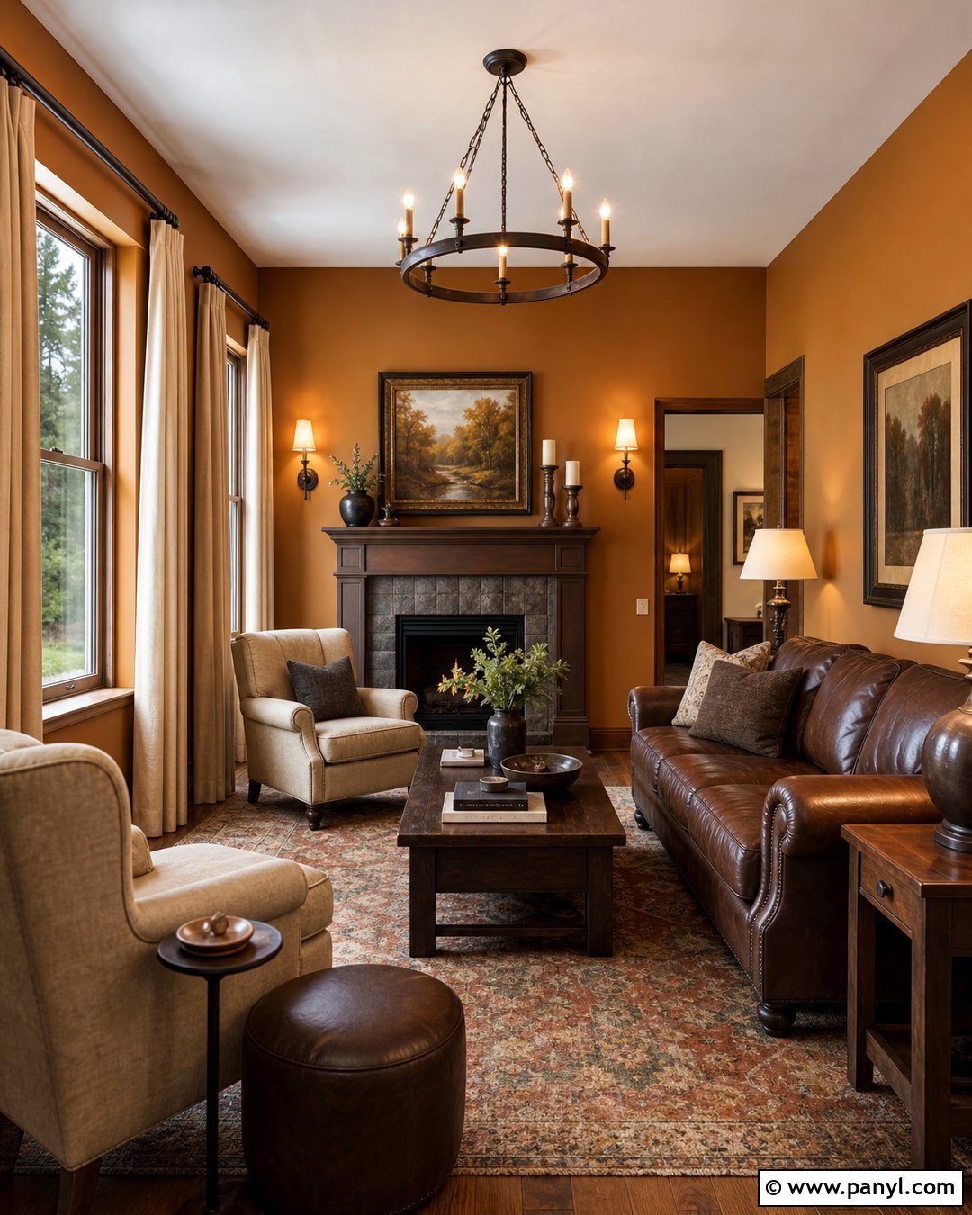 Dark Ochre Walls In A Cozy Living Room - 35 ochre walls