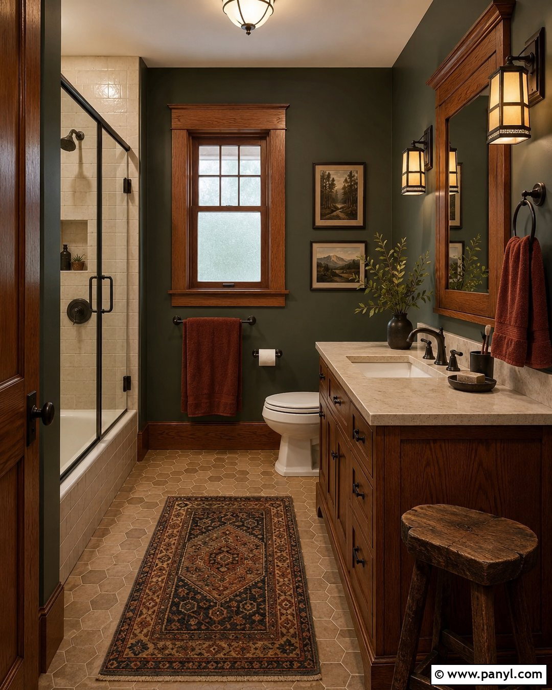 Dark Olive Craftsman Bathroom - 20 Vintage Bathroom With Dark Walls