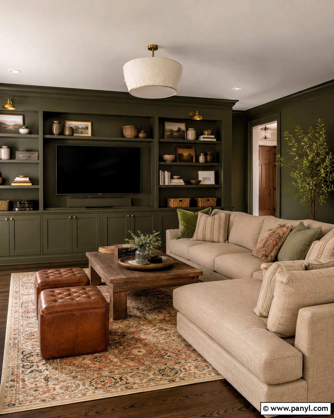 Dark Olive Family Room - 20 dark interiors