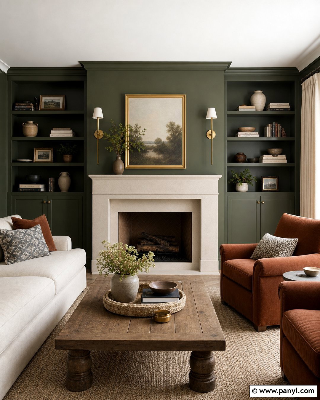 Dark Olive Fireplace Walls - 25 Dark Olive Walls