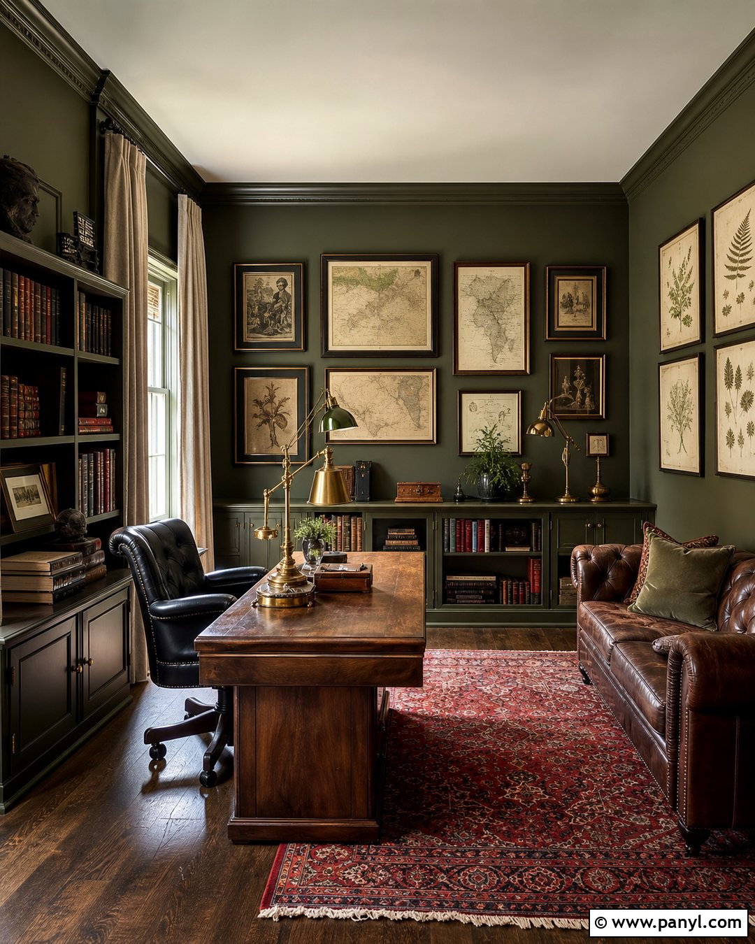 Dark Olive Gothic Study - 20 Gothic Paint Colors Dark Walls