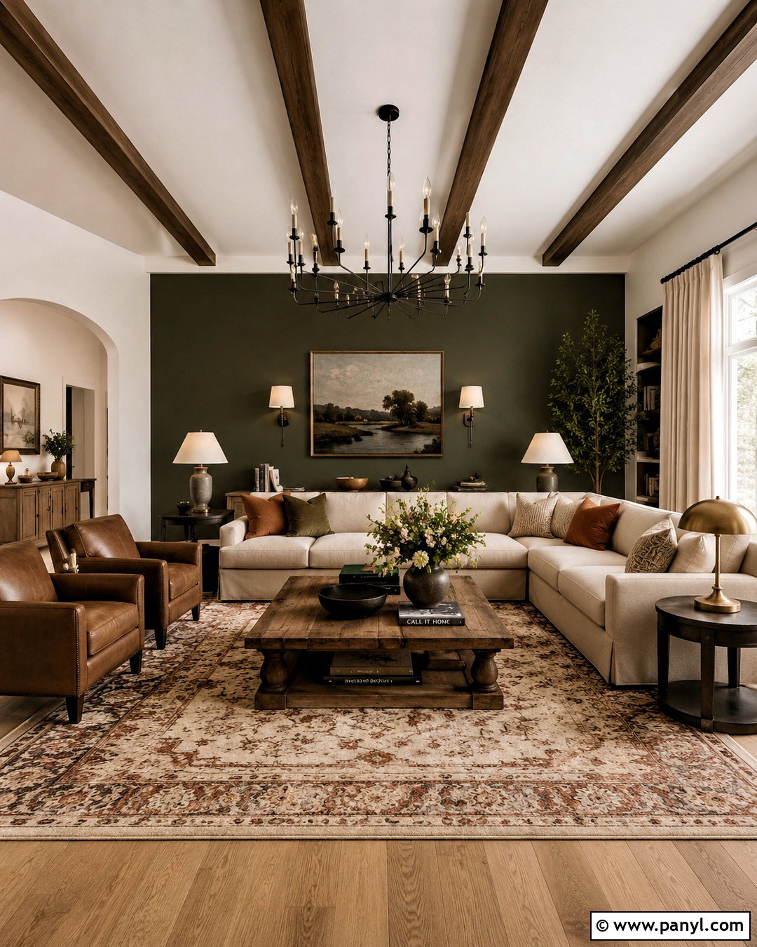 Dark Olive Green Accent Wall For Large Living Room - 20 olive green accent wall living room ideas
