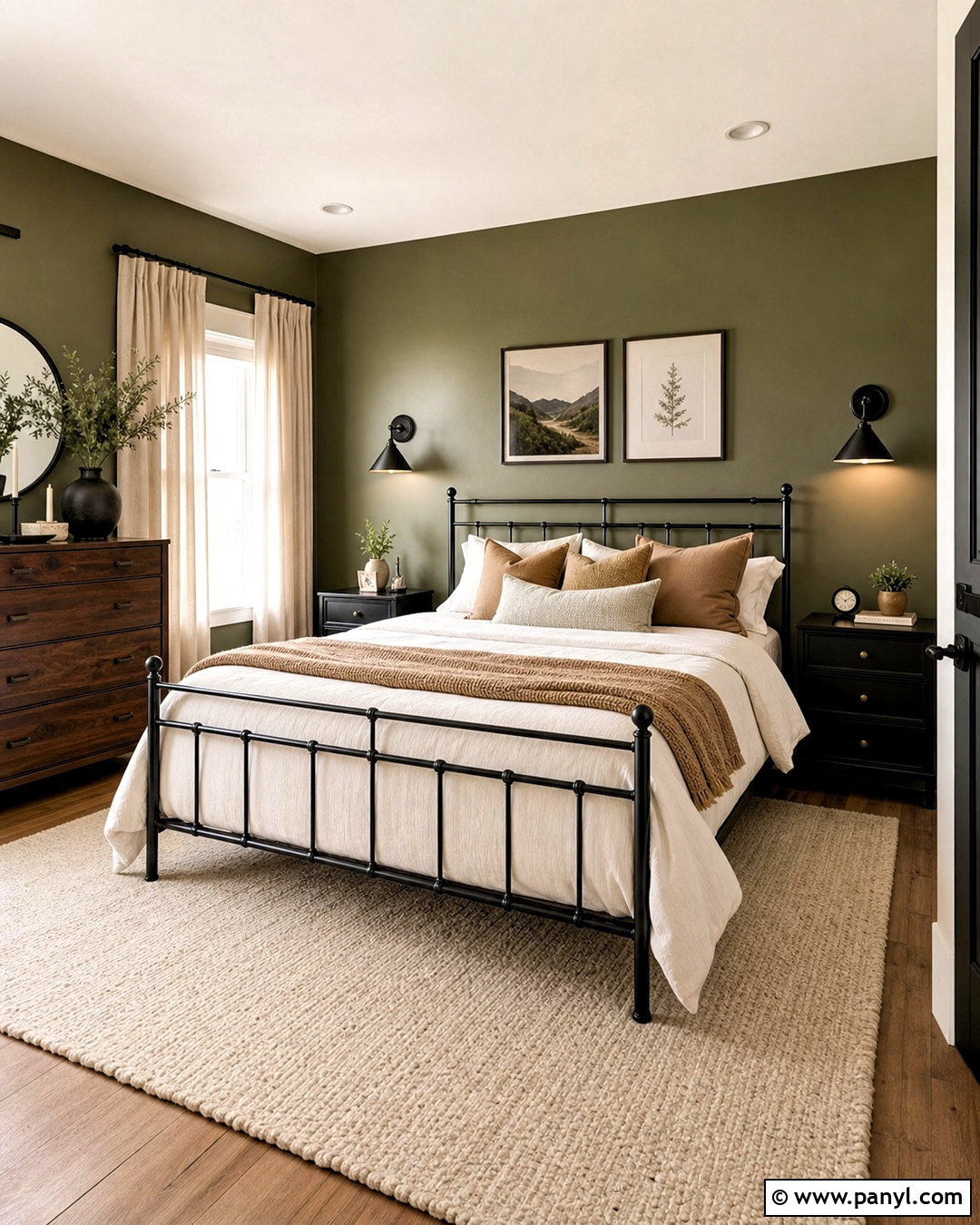 Dark Olive Green Bedroom With Black Furniture - 20 dark olive green bedroom ideas