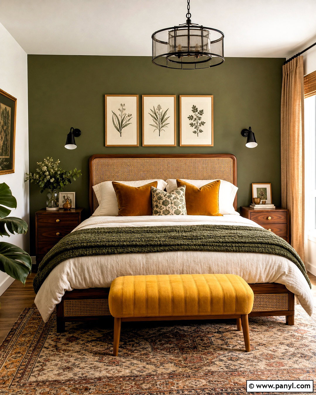 Dark Olive Green Bedroom With Mustard Yellow - 20 dark olive green bedroom ideas