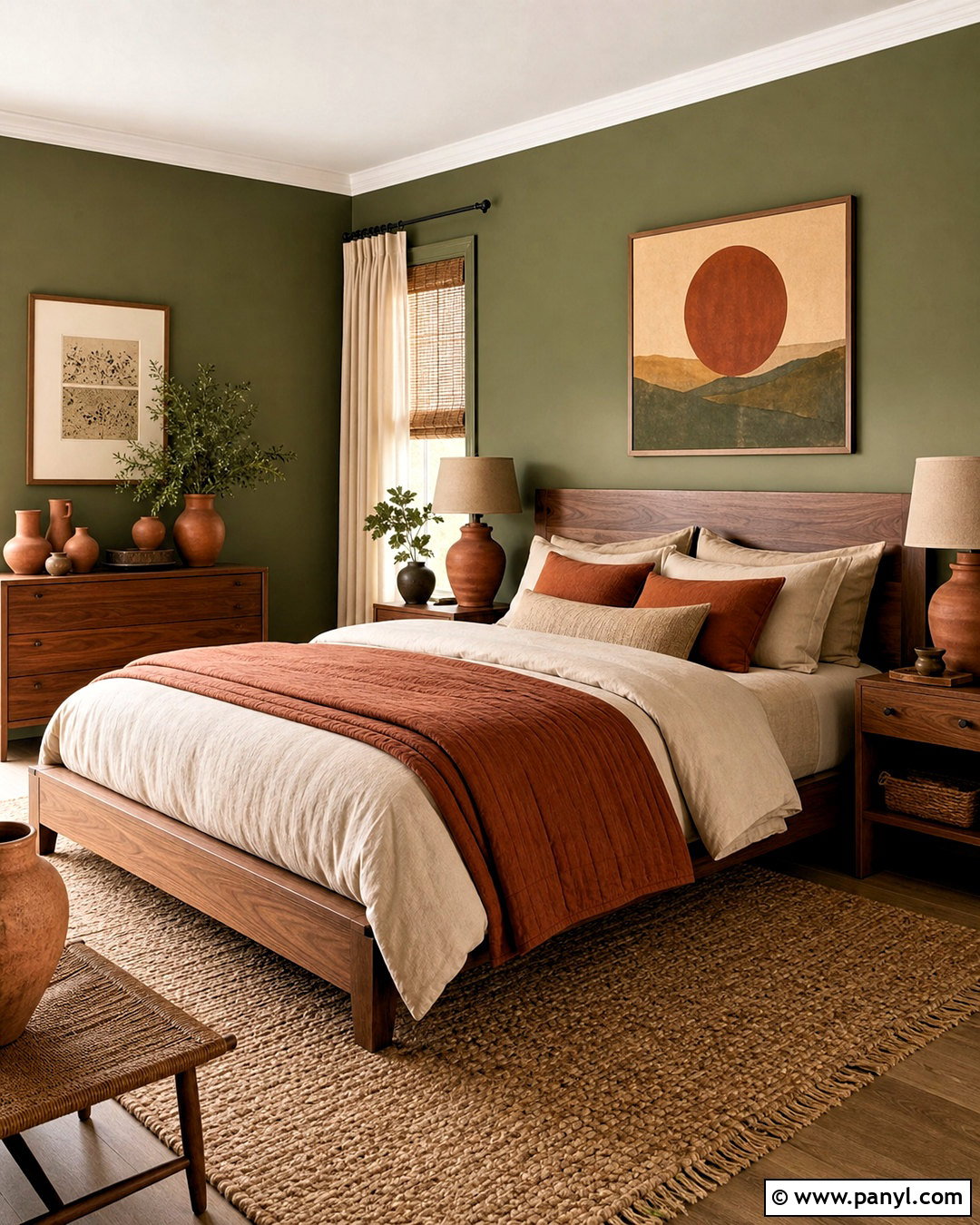 Dark Olive Green Bedroom With Terracotta - 20 dark olive green bedroom ideas