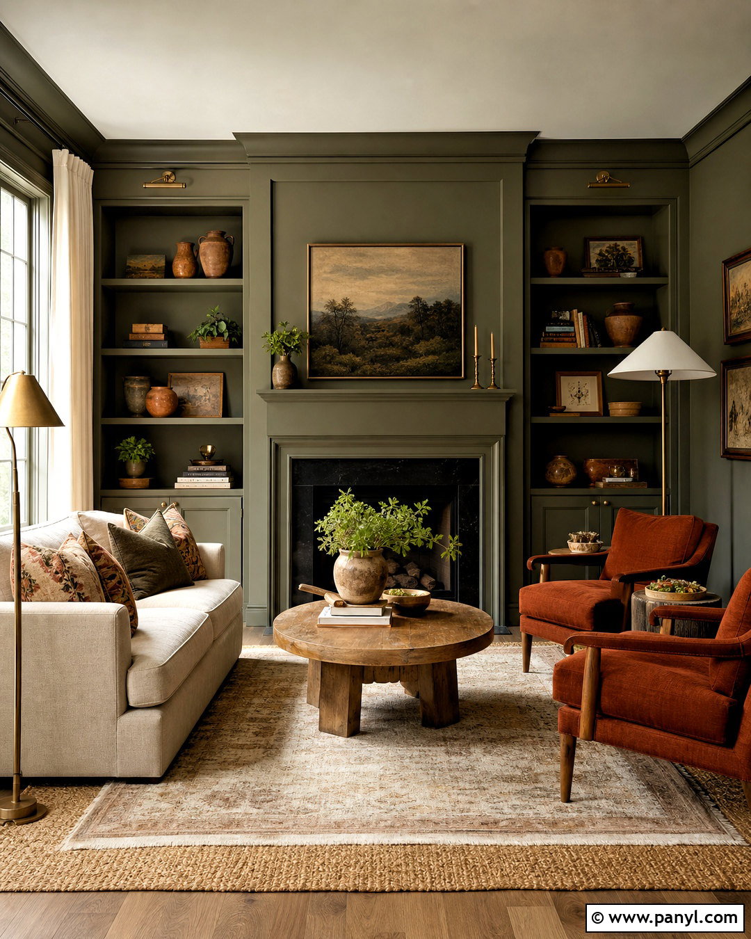 Dark Olive Green Living Room - 20 dark paint living room ideas