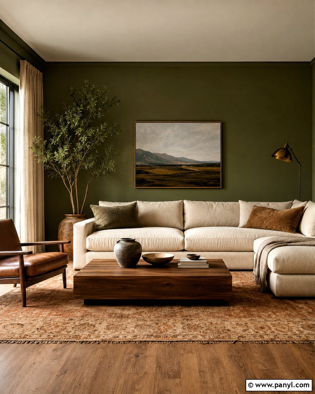 Dark Olive Green Living Room - 20 dark earthy living room ideas