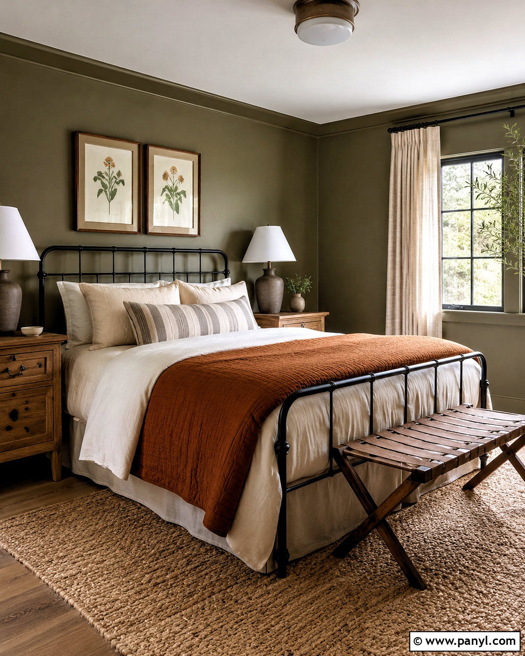 Dark Olive Guest Bedroom - 20 dark painted rooms