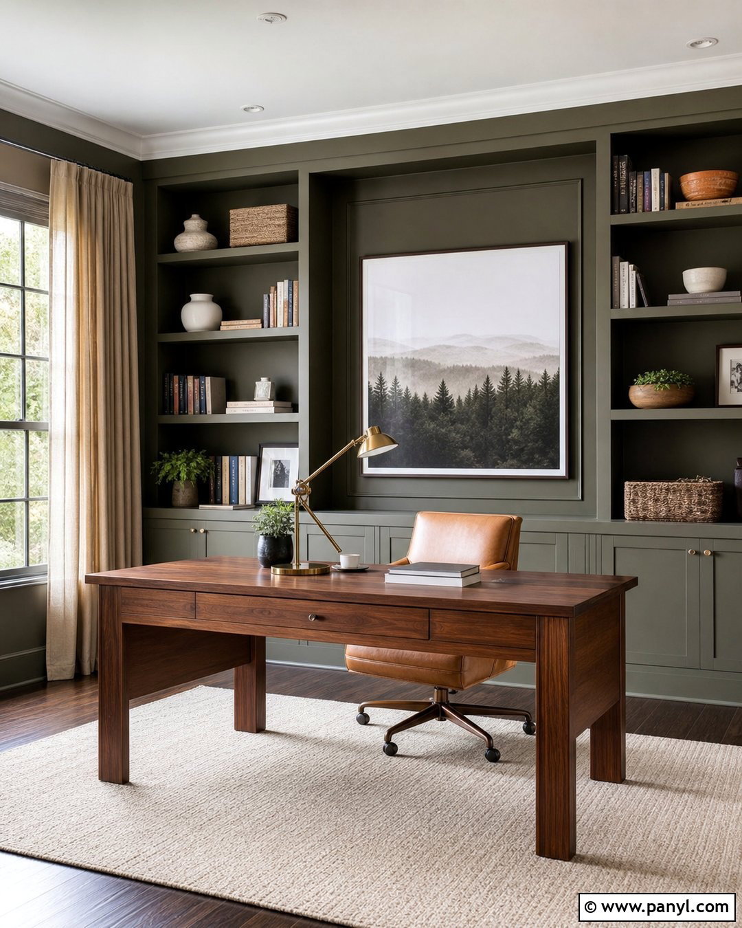Dark Olive Home Office Walls - 25 Dark Olive Walls