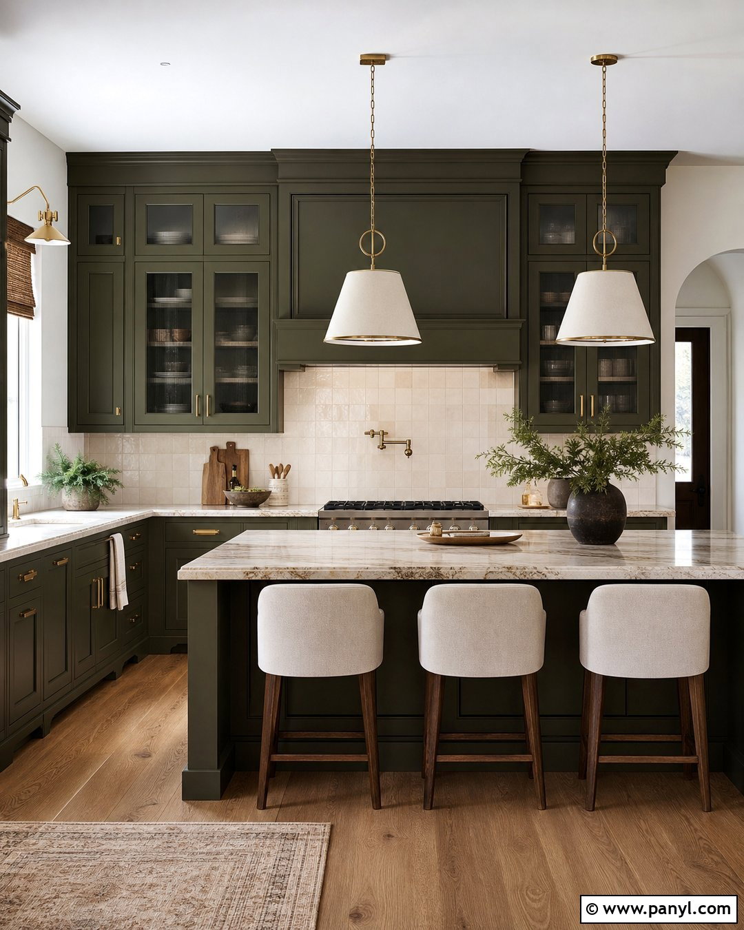 Dark Olive Kitchen - 20 Current Kitchen Color Trends