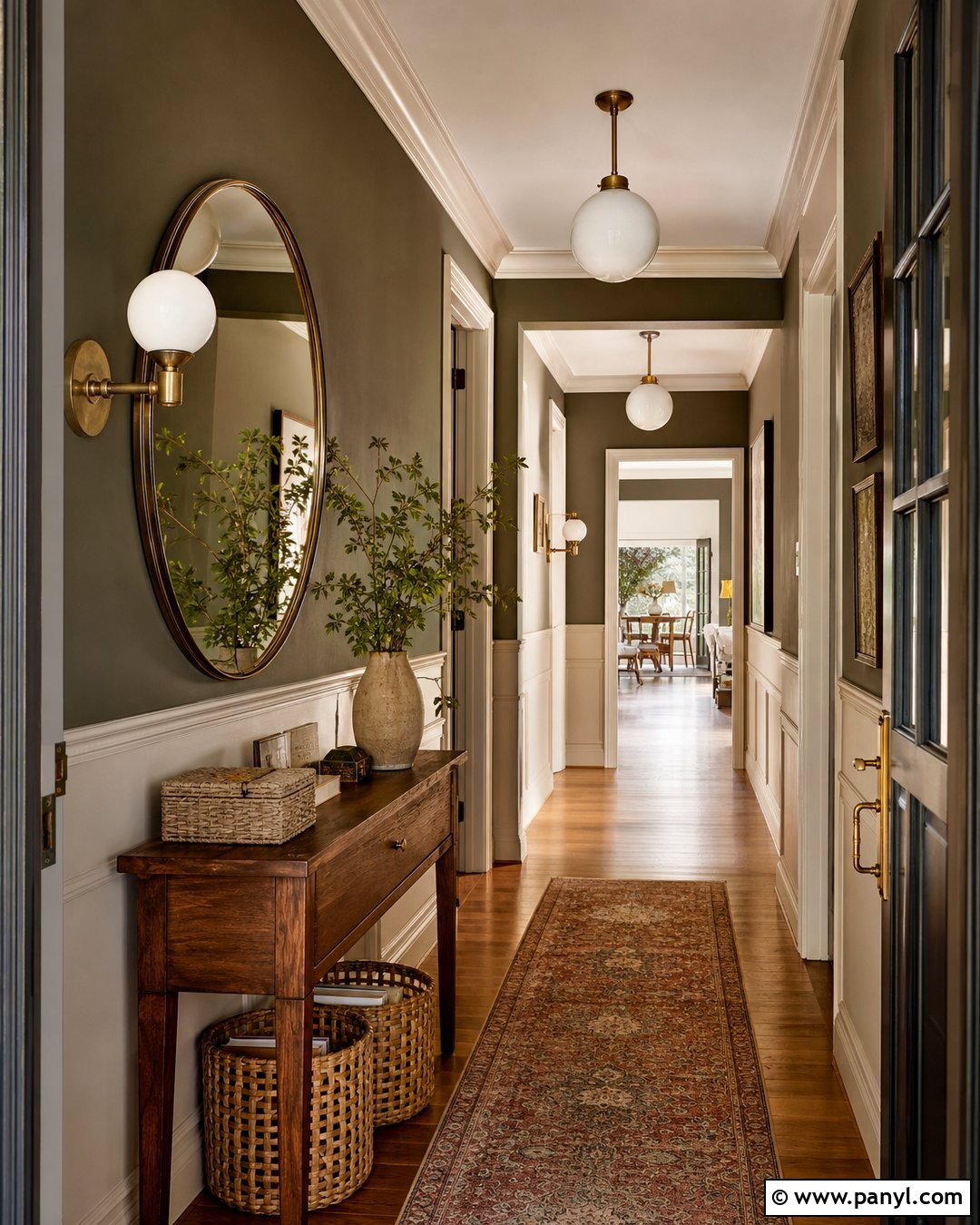 Dark Olive Top Half With Beige Wainscoting - 20 Dark Paint Top Half Of Wall Ideas