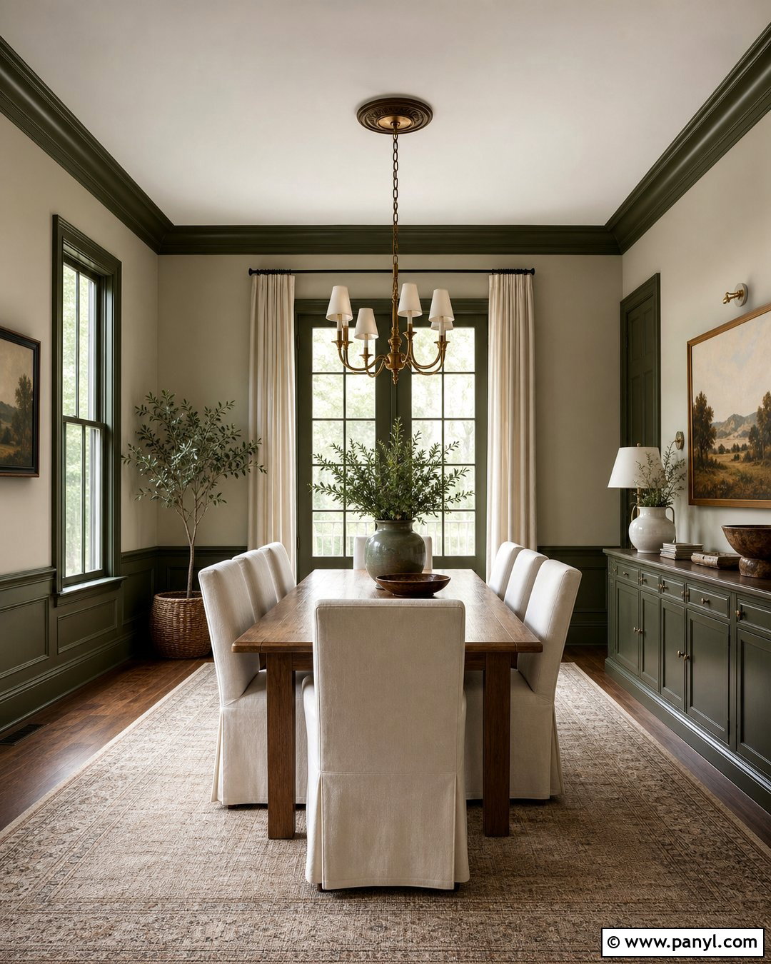 Dark Olive Trim With Light Greige Walls - 45 darker trim lighter walls