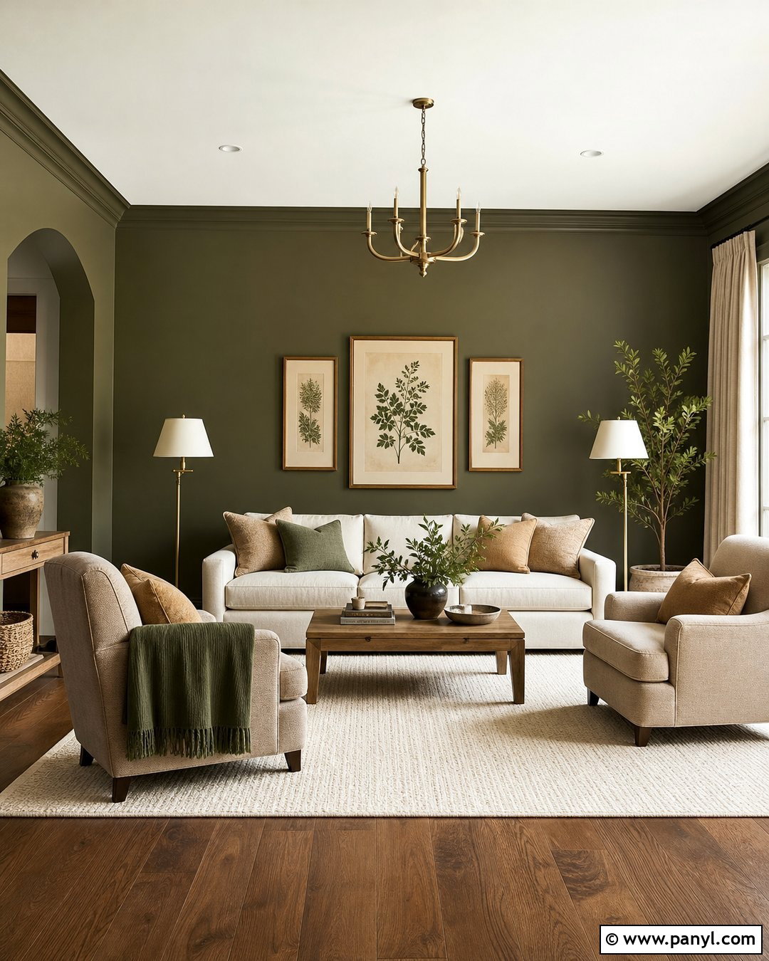 Dark Olive Walls With Cream Furniture - 25 Dark Olive Walls
