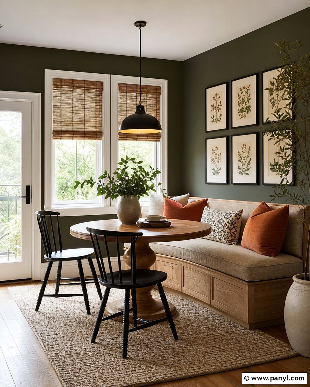 Dark Olive Walls With Natural Wood - 25 Dark Olive Walls