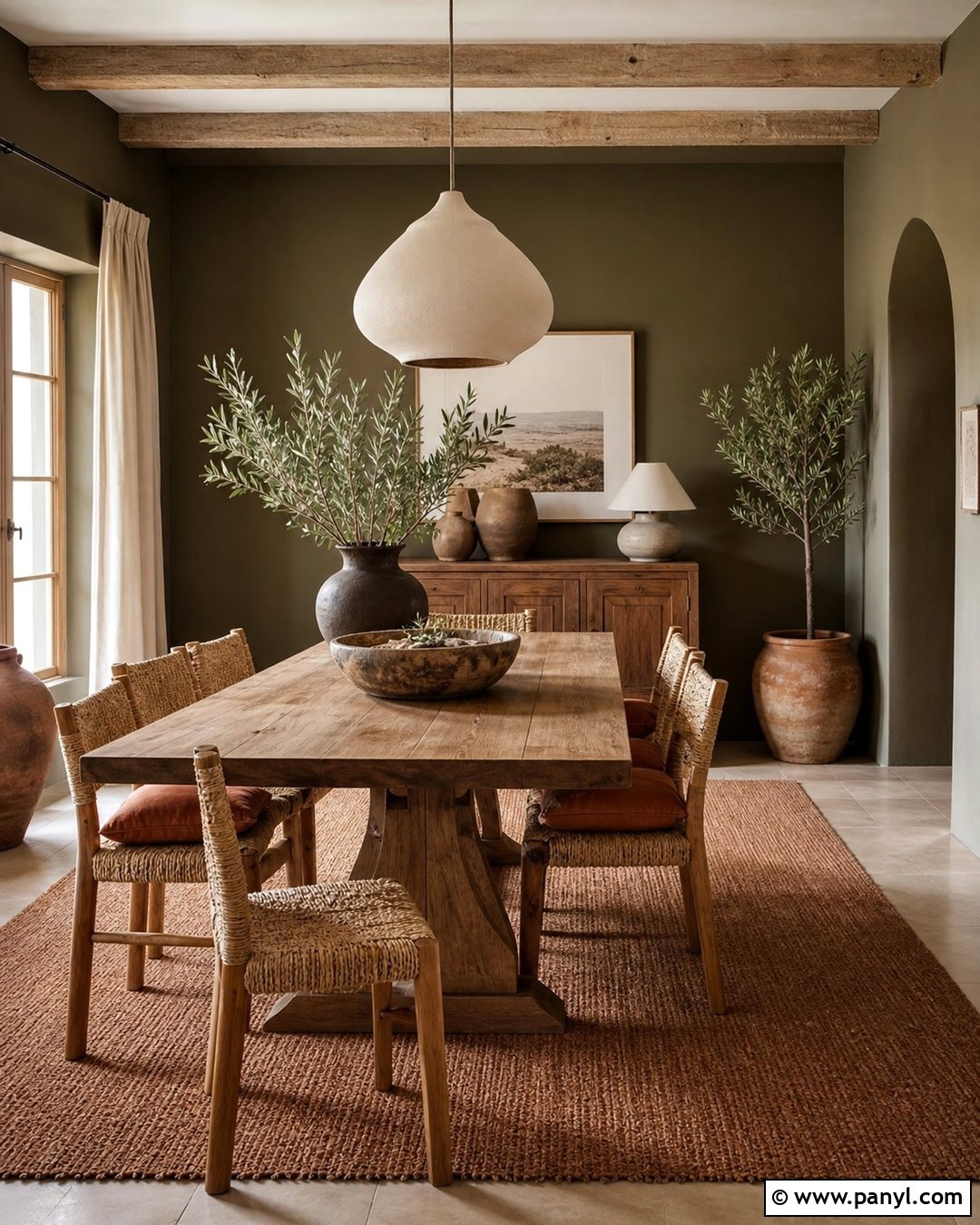 Dark Olive Walls With Terracotta Decor - 25 Dark Olive Walls