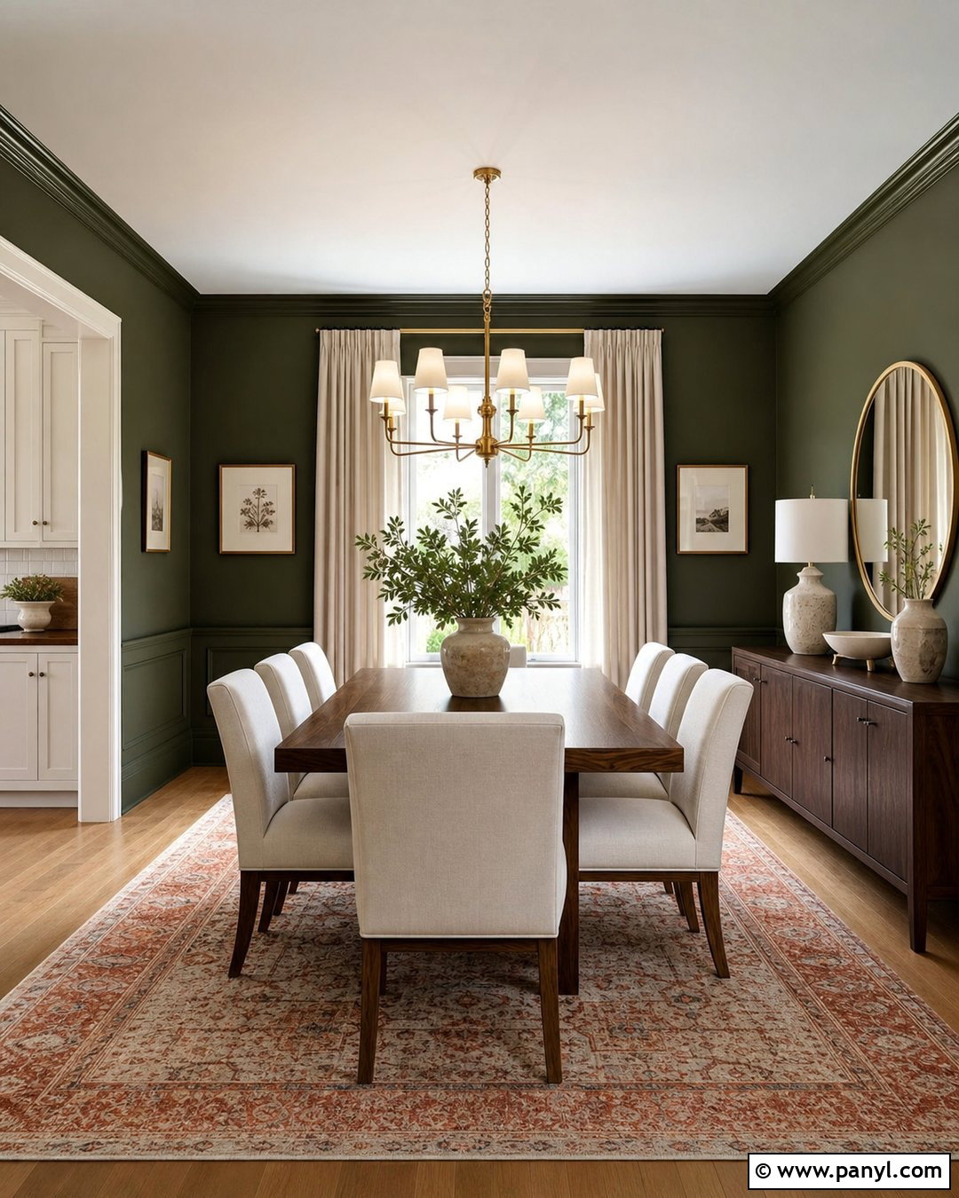 Dark Olive Walls With Walnut Furniture - 25 Dark Olive Walls