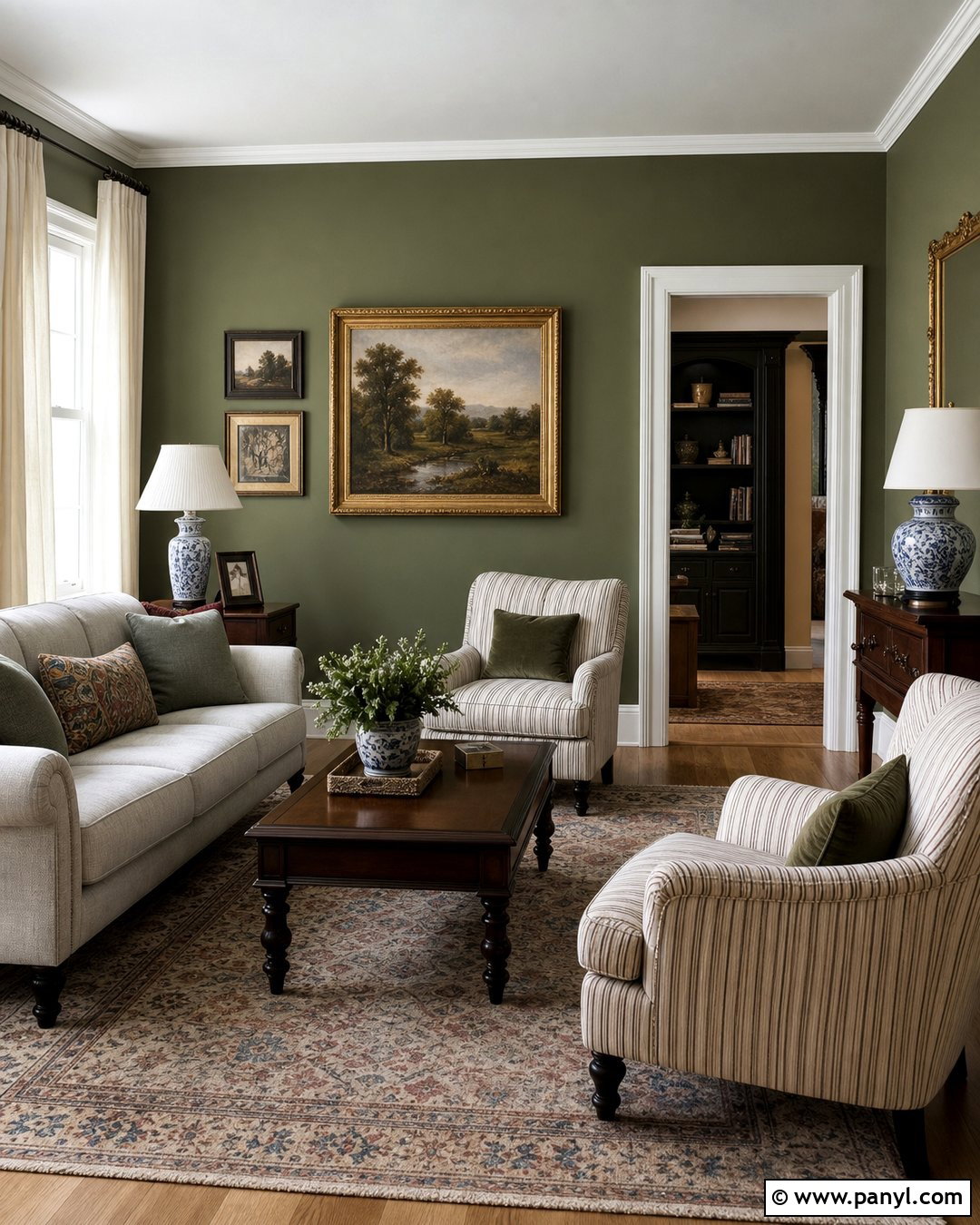 Dark Olive Walls With White Trim - 25 Dark Olive Walls