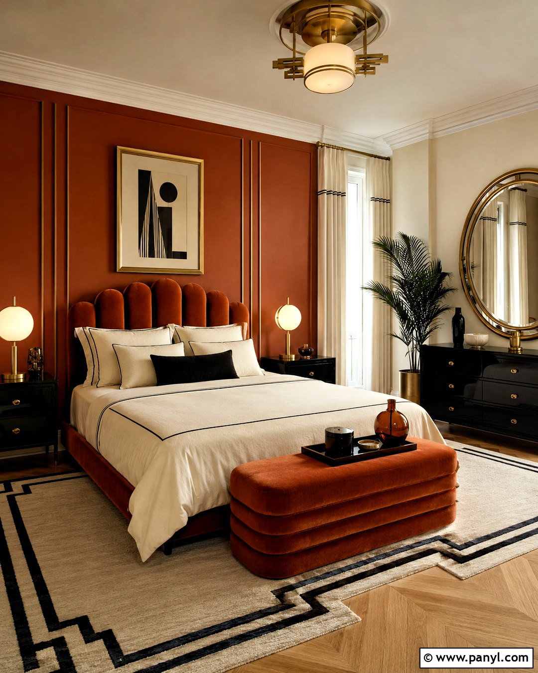 Dark Orange Art Deco Bedroom - 20 dark orange bedroom ideas