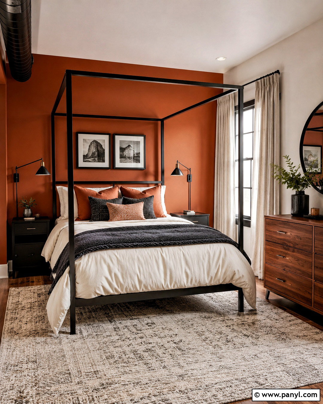 Dark Orange Bedroom With Black Accents - 20 dark orange bedroom ideas