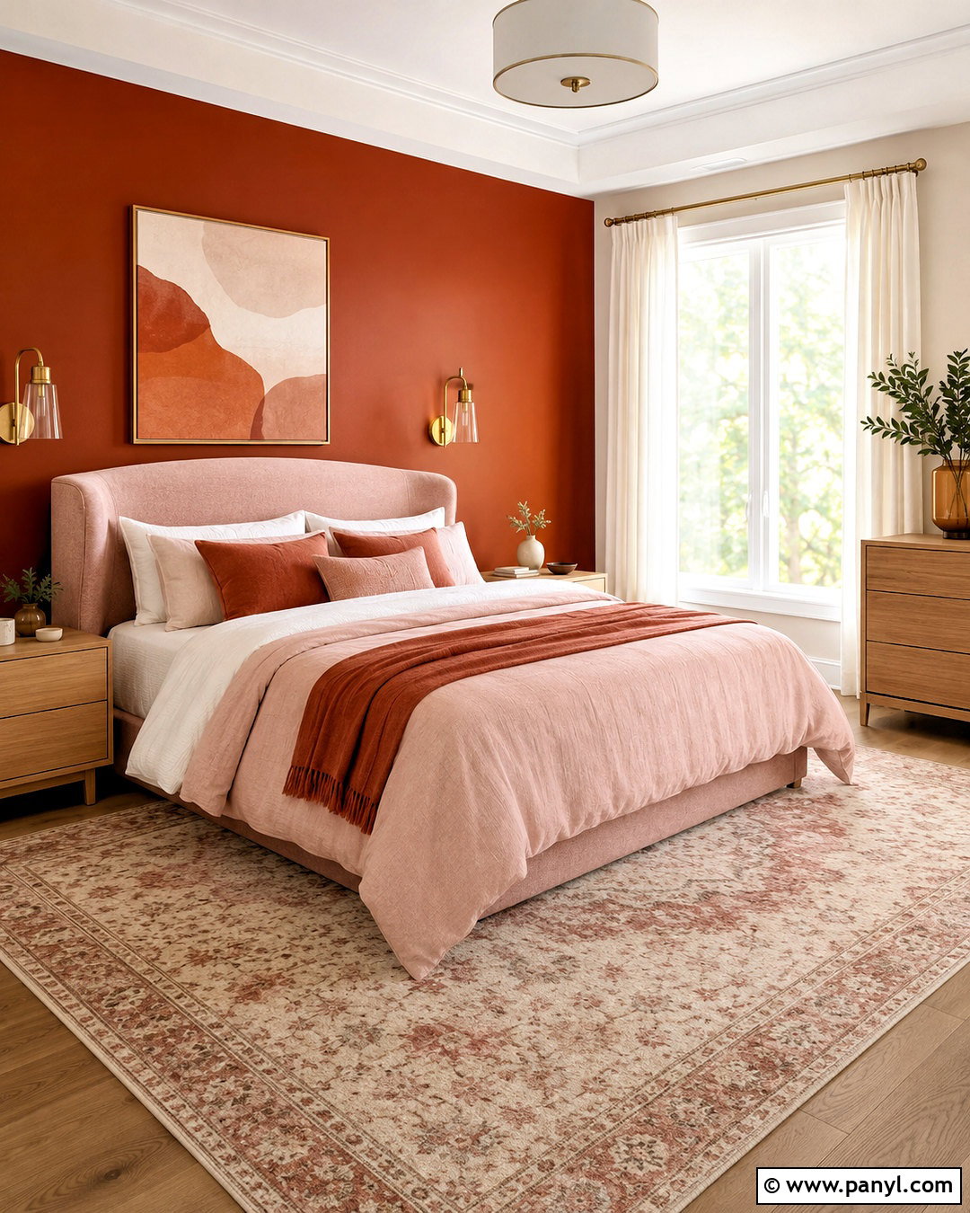 Dark Orange Bedroom With Blush Pink - 20 dark orange bedroom ideas