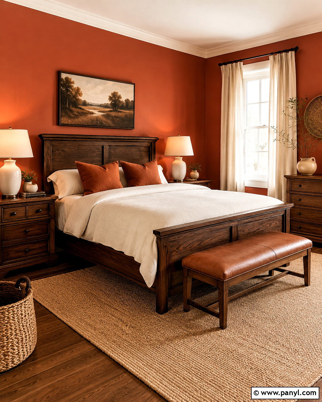Dark Orange Bedroom With Dark Wood - 20 dark orange bedroom ideas