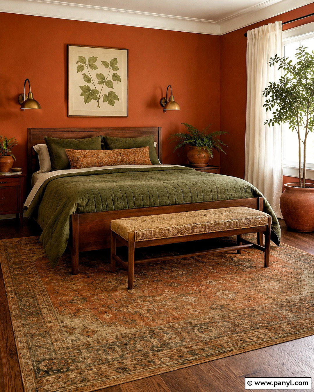 Dark Orange Bedroom With Olive Green - 20 dark orange bedroom ideas