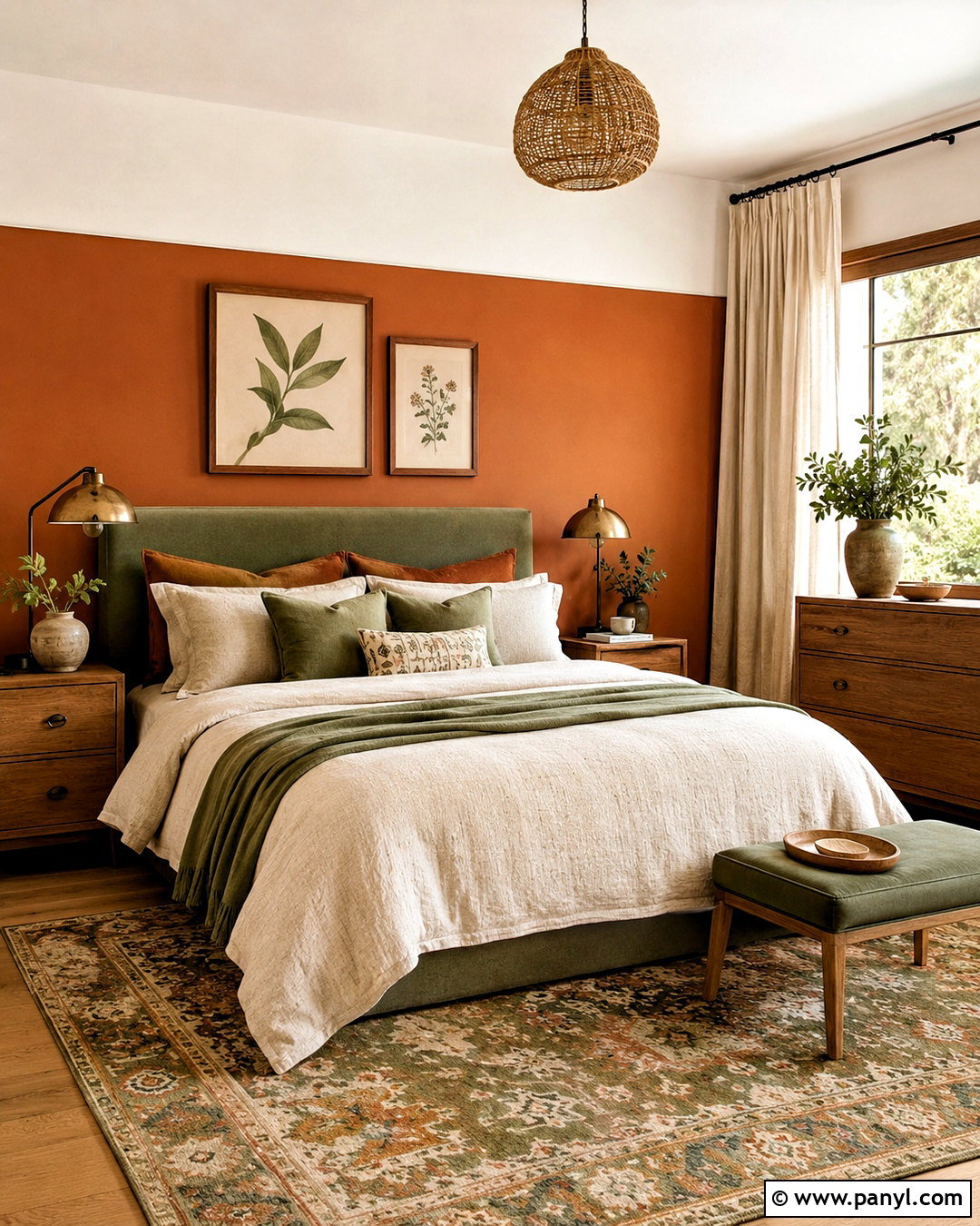 Dark Orange Bedroom With Sage Green - 20 dark orange bedroom ideas