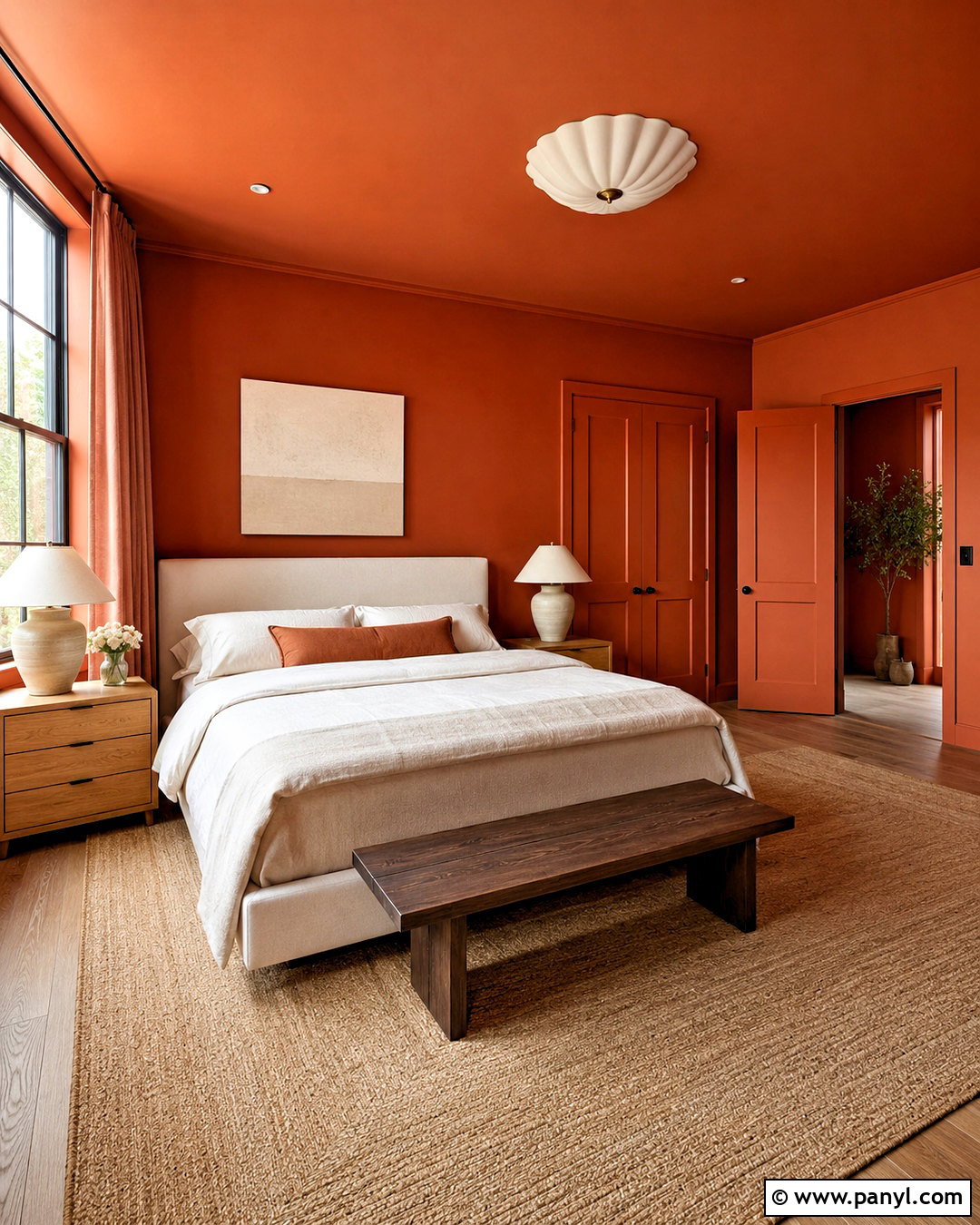 Dark Orange Color Drenched Bedroom - 20 dark orange bedroom ideas