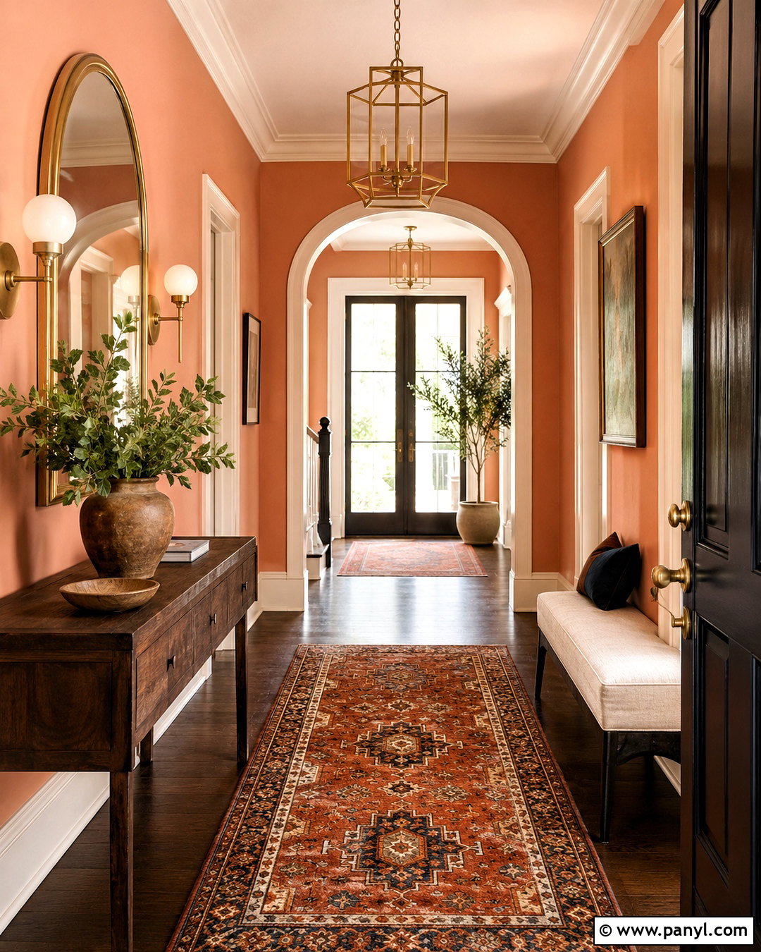 Dark Peach Entry Hallway - 20 peach hallway ideas