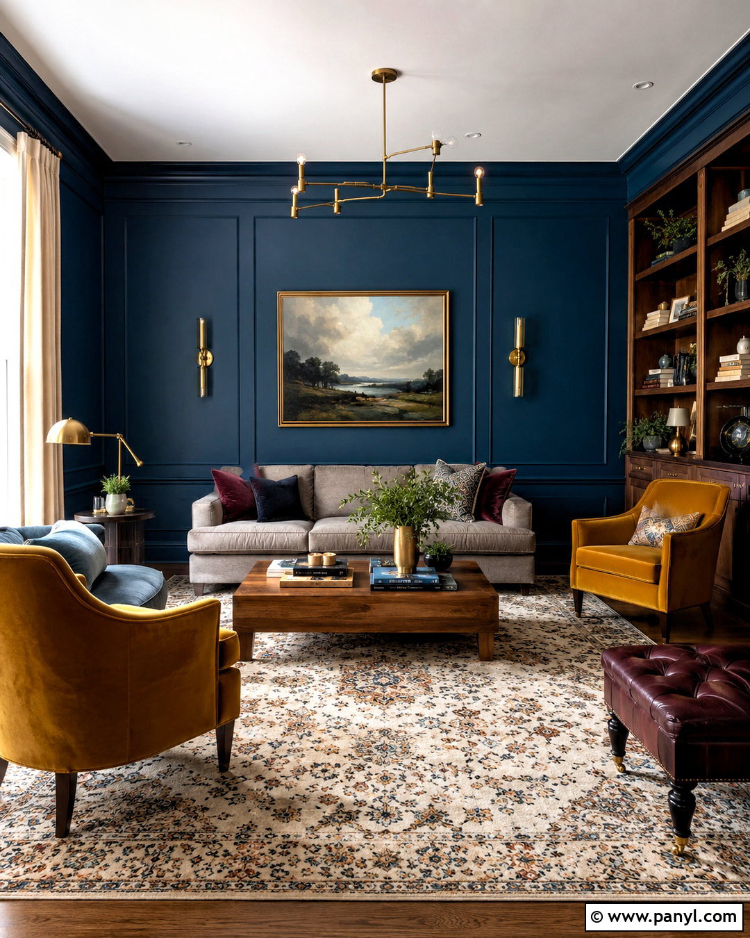 Dark Peacock Blue Living Room - 20 moody living room paint colors