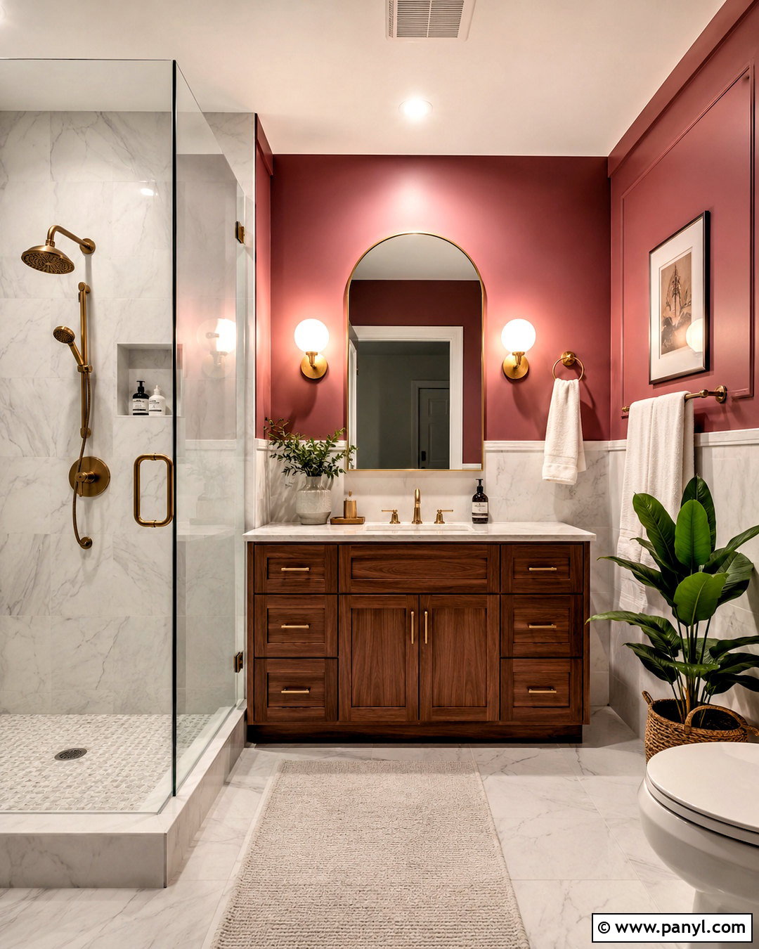 Dark Pink And Brass Bathroom - 20 dark pink bathroom ideas