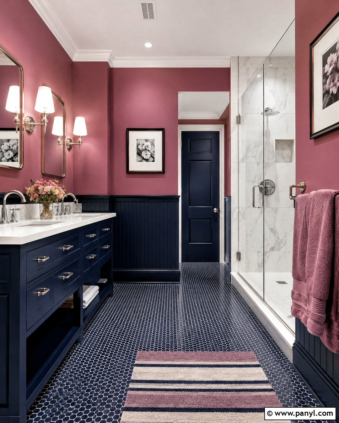 Dark Pink And Navy Bathroom - 20 dark pink bathroom ideas