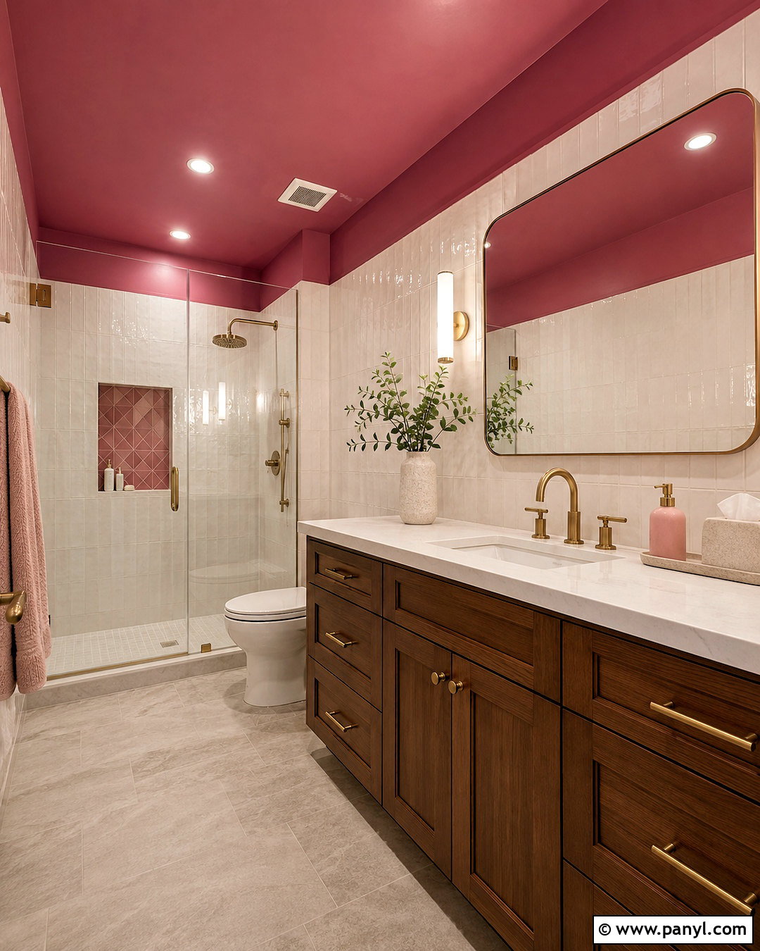 Dark Pink Ceiling Bathroom - 20 dark pink bathroom ideas