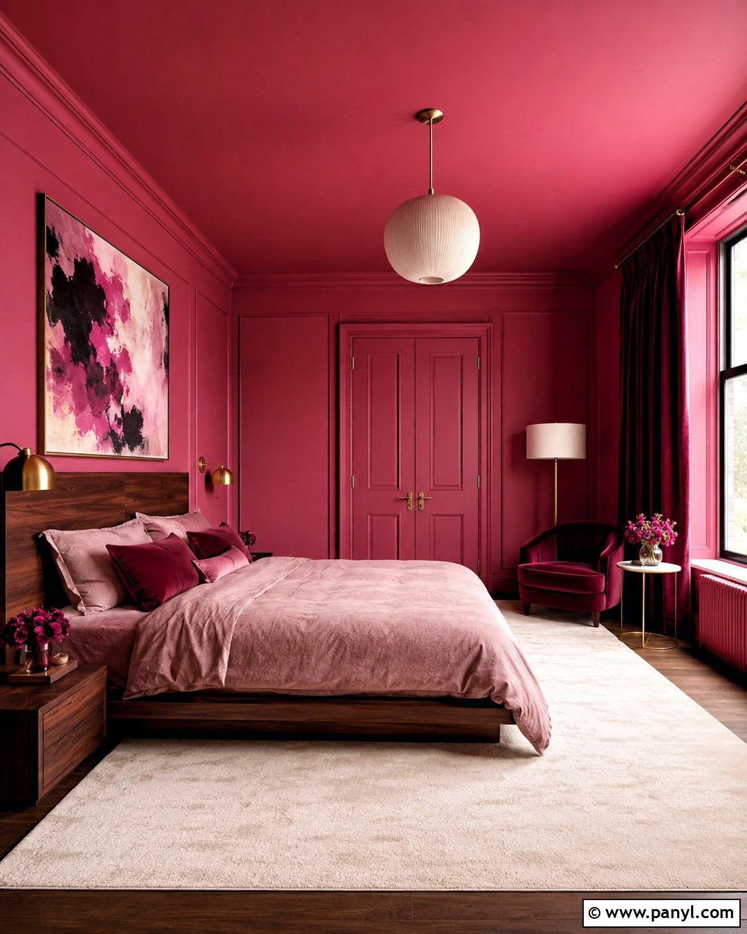 Dark Pink Color-Drenched Bedroom - 20 dark pink bedroom ideas