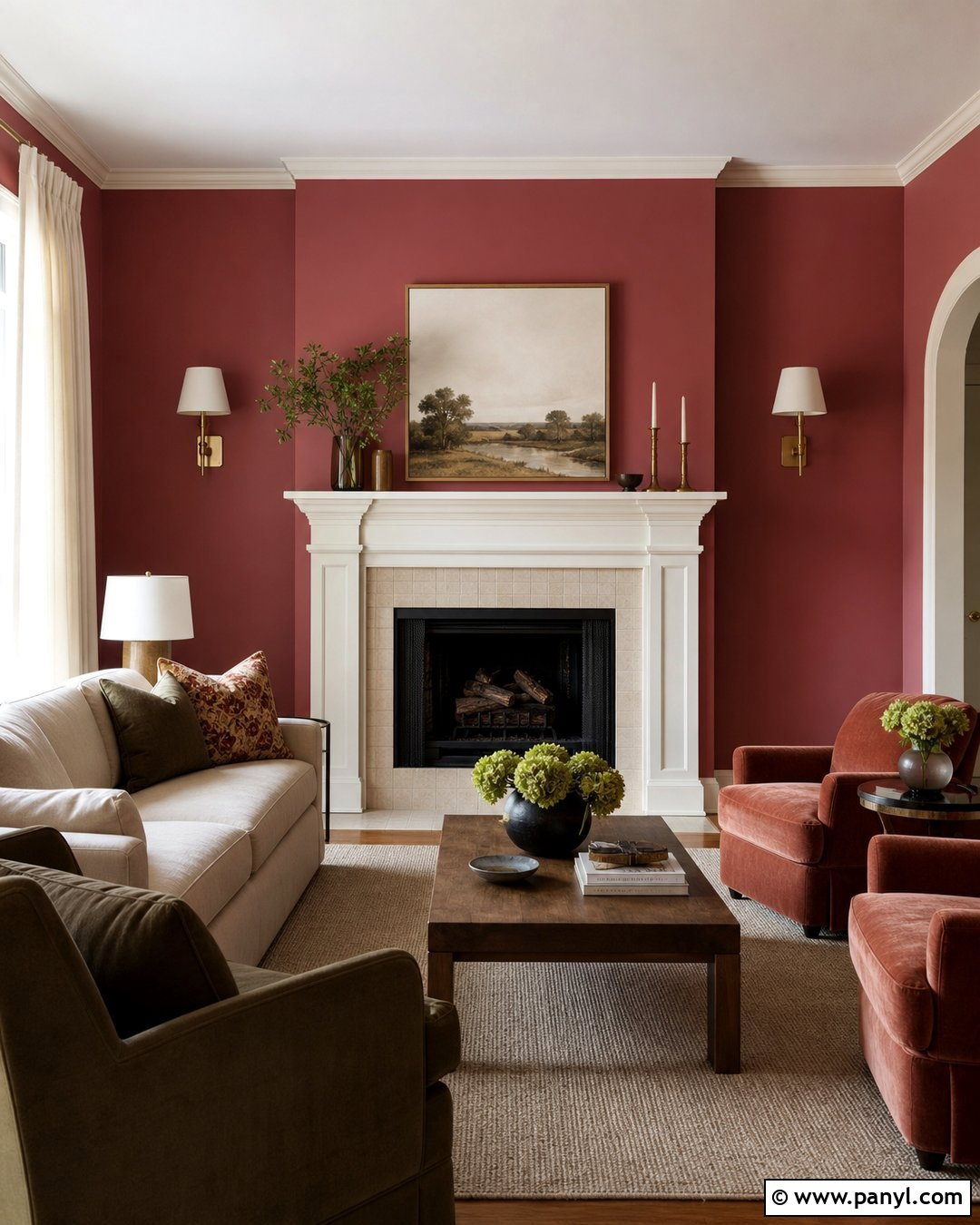 Dark Pink Fireplace Living Room - 35 dark pink walls