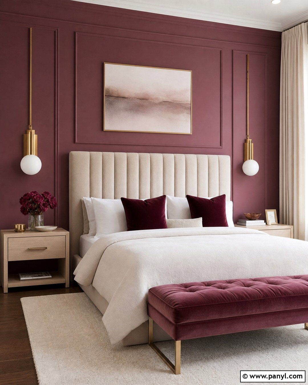 Dark Pink Glam Bedroom - 35 dark pink walls