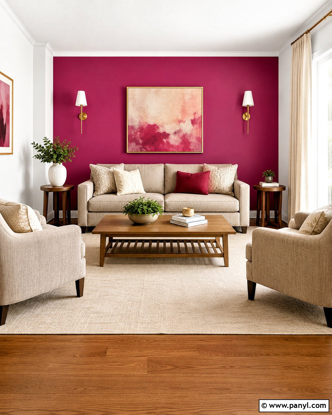 Dark Pink Living Room Accent Wall - 20 dark pink living room ideas