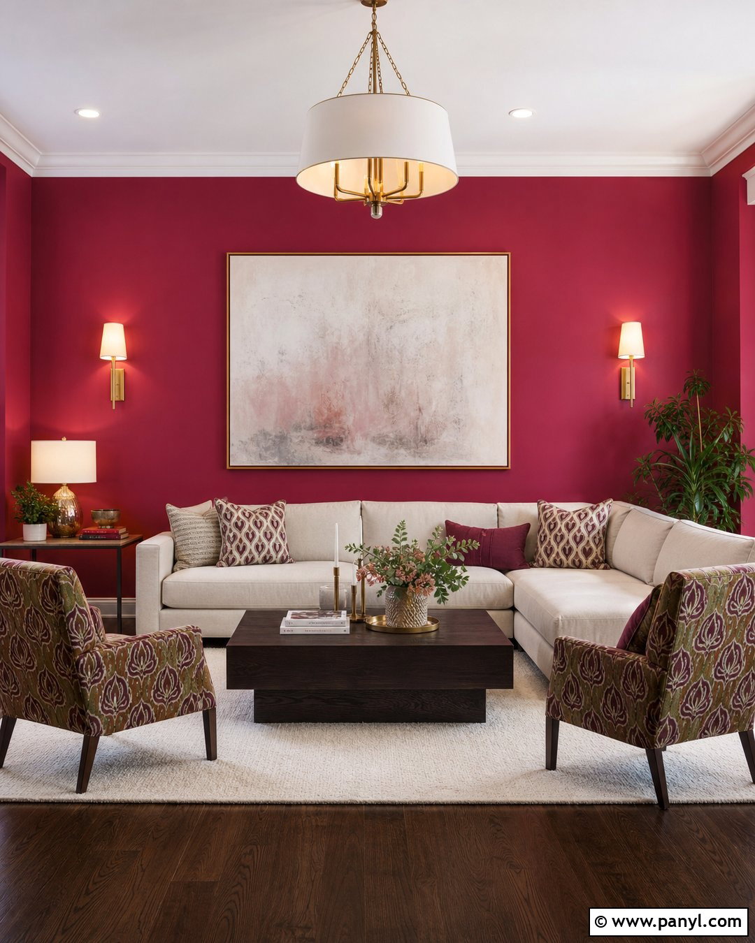 Dark Pink Living Room Accent Wall - 35 pink accent walls
