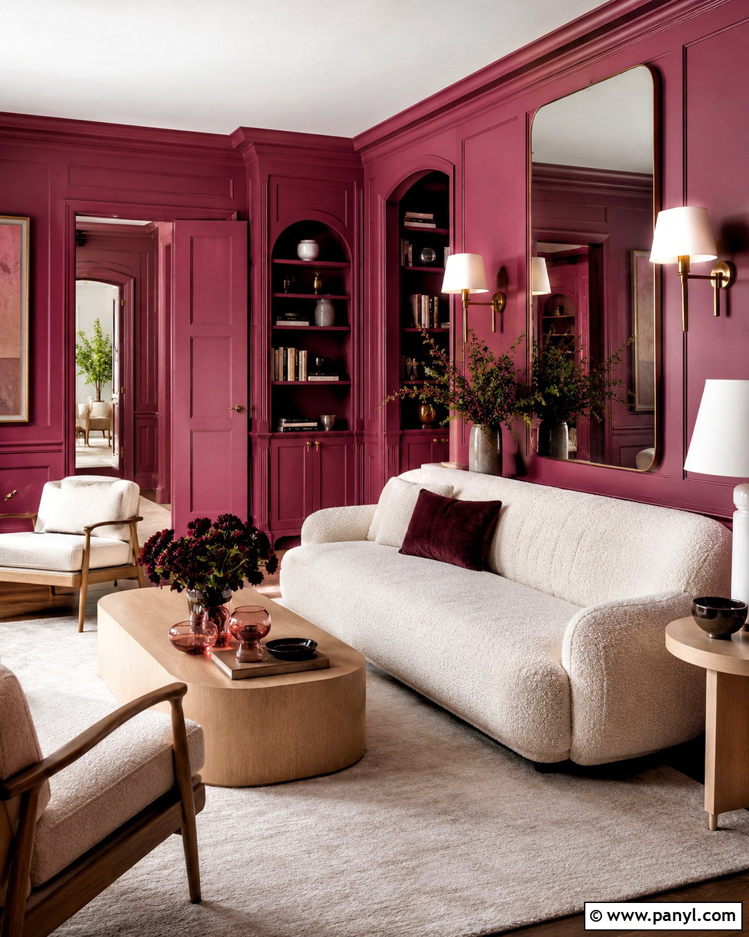 Dark Pink Living Room Color Drenching - 20 dark pink living room ideas