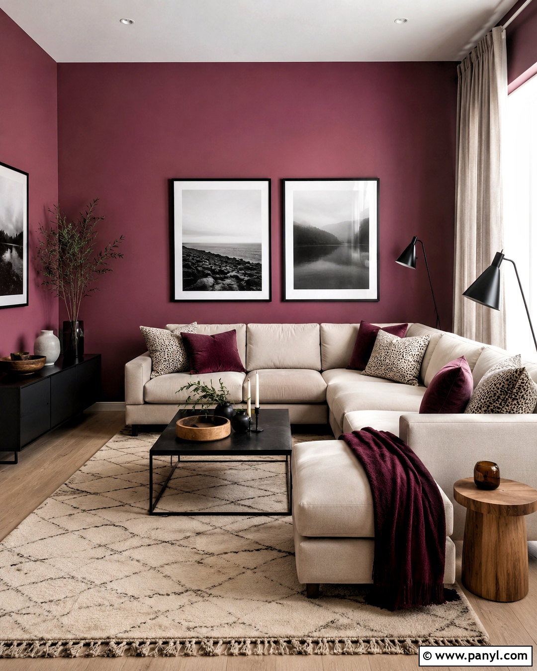 Dark Pink Living Room With Black Accents - 20 dark pink living room ideas