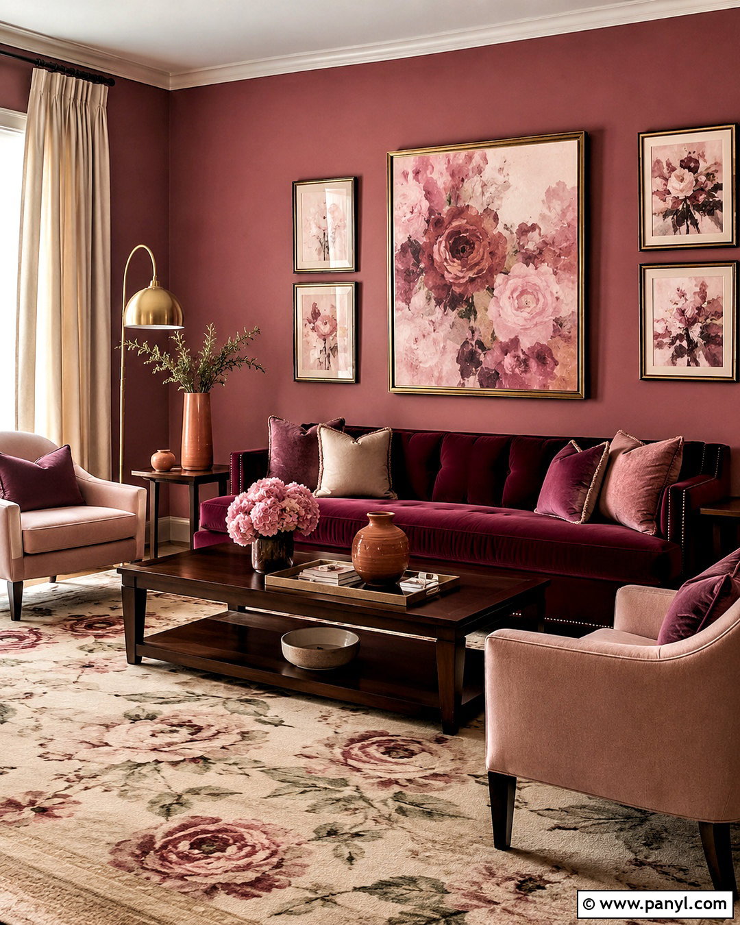 Dark Pink Living Room With Burgundy - 20 dark pink living room ideas